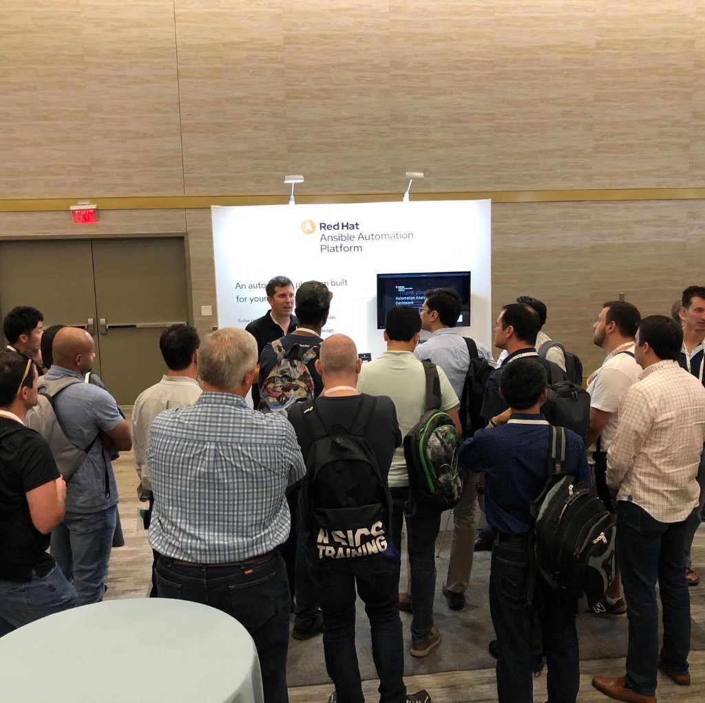 Demoing at the Ansible booth — AnsibleFest, Atlanta, 2019