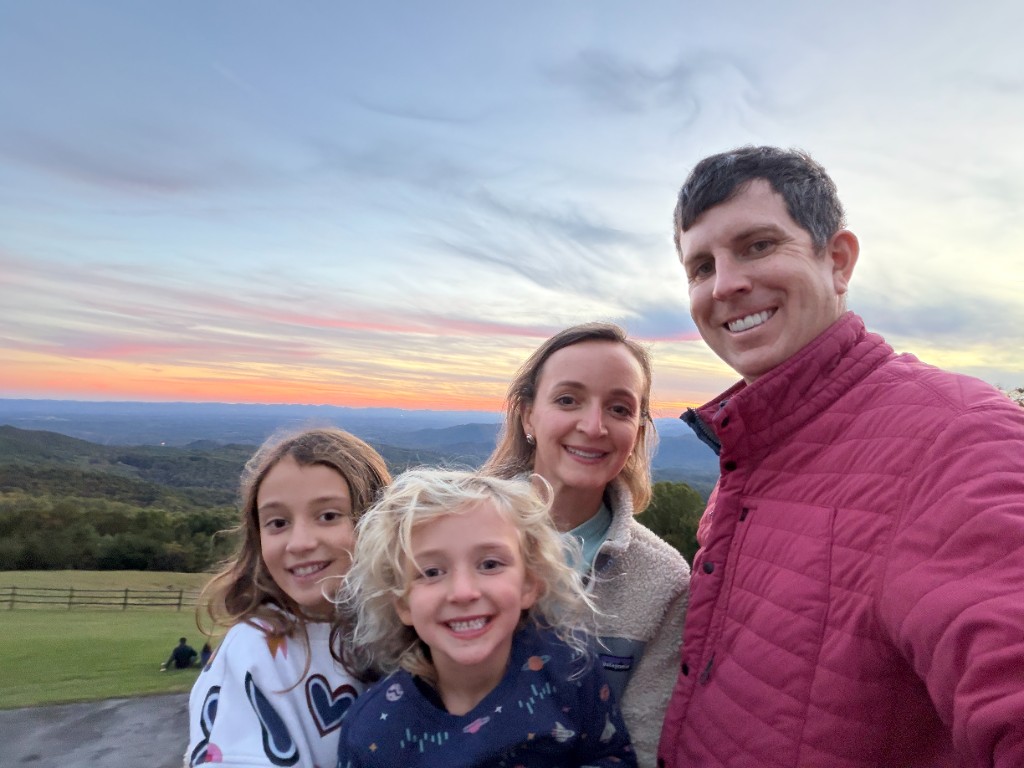 Family sunset — Camp Cheerio, NC mountains, 2025