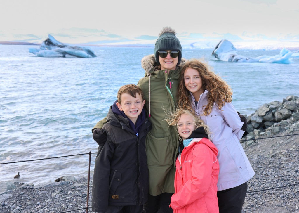 Family at Jokulsarlon Glacier Lagoon, Iceland